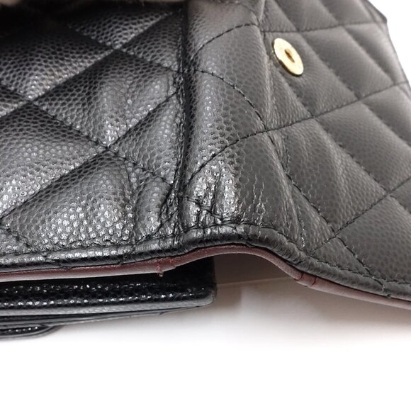 CHANEL Black Caviar Leather Logo Wallet - Picture 5 of 10